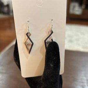 Harley-Davidson Silver and Black Geometric Drop Earrings